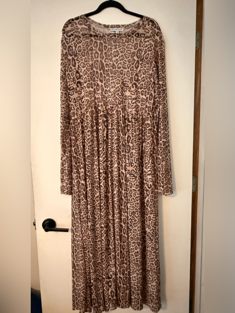 Long Sleeve Leopard Sheer Print Dress
